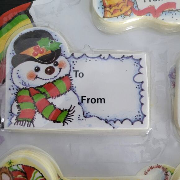 Vintage Christmas Gift Tags Paper Angel Santa Mouse Snowman - Picture 6 of 9